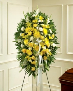 Yellow & White Sympathy Standing Spray